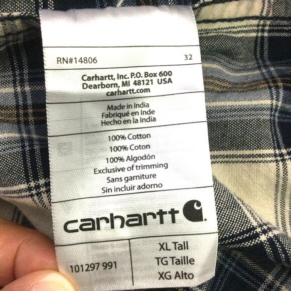 Carhart Relaxed Fit Streetwear Plaid Workwear Button Down Shirt Men's XL Tall - Picture 12 of 16